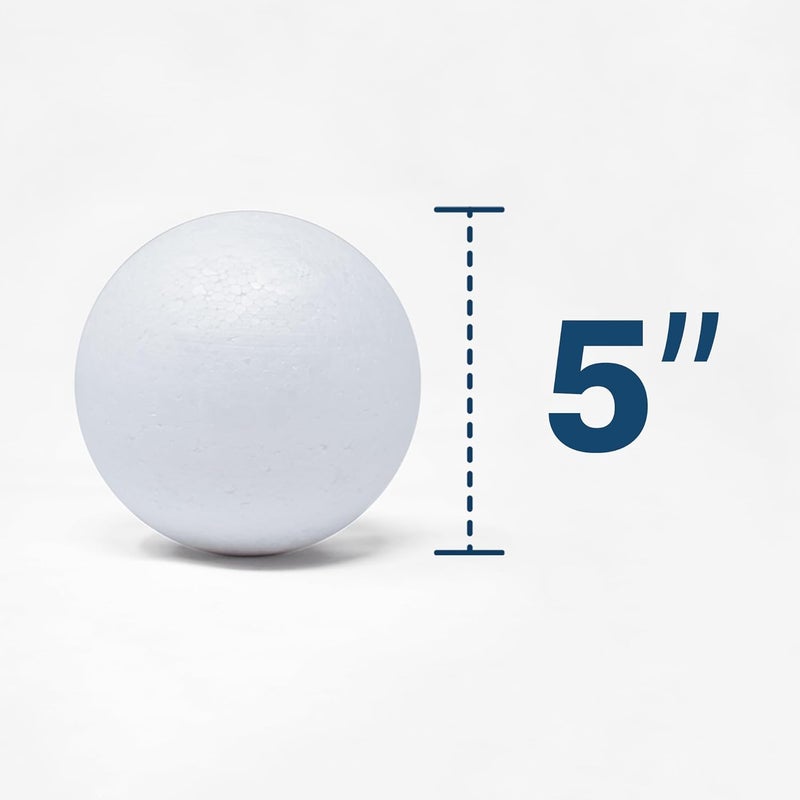EVER SHINE 4 Pack 5 Inch Craft Foam Ball - White Smooth Craft Foam Polystyrene Balls for DIY Craft and Art School Project - Image 1